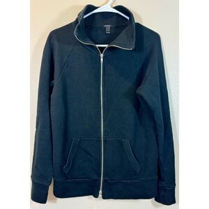 J. Crew Funnel Neck Black Zip Up Sweatshirt Women's Small